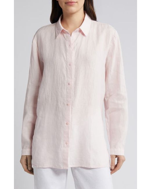 Eileen Fisher Classic Long Sleeve Organic Linen Button-Up Shirt