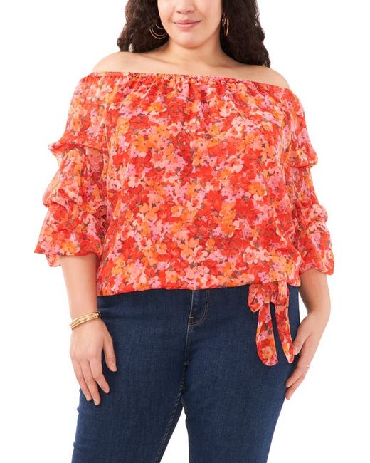 Vince Camuto Floral Off the Shoulder Bubble Sleeve Top