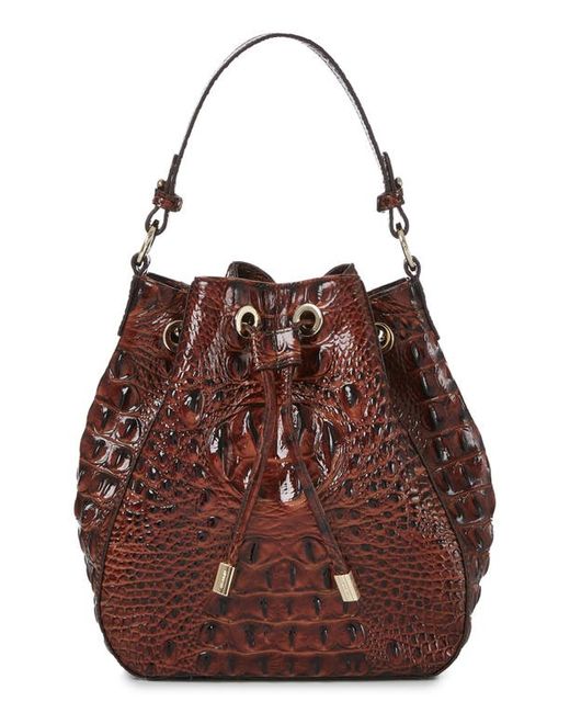 Brahmin Melinda Croc Embossed Leather Bucket Bag