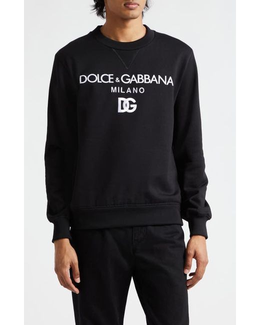 Dolce & Gabbana Embroidered Logo Cotton French Terry Graphic Sweatshirt