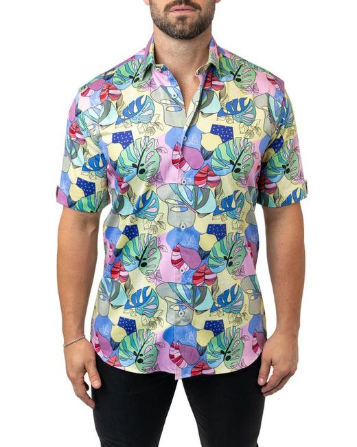 Maceoo Galileo Sidney Multi Contemporary Fit Short Sleeve Button-Up Shirt