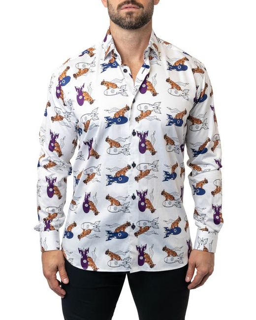 Maceoo Fibonacci Rocket Dog Egyptian Cotton Button-Up Shirt