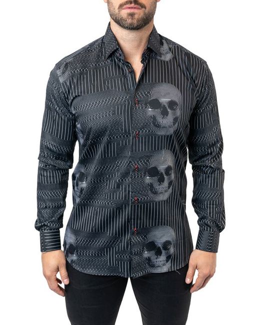 Maceoo Fibonacci Skulls Ghost Contemporary Fit Button-Up Shirt