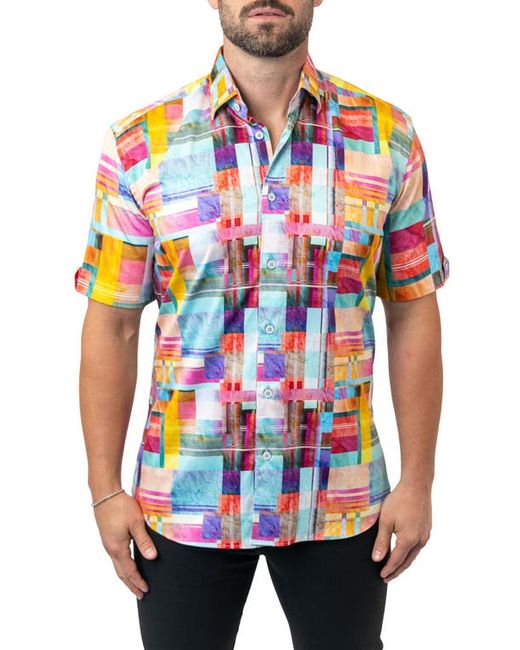 Maceoo Galileo Blocks 18 Multi Contemporary Fit Short Sleeve Button-Up Shirt