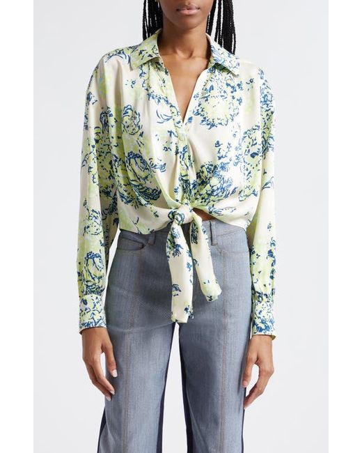 Cinq a Sept Marianna Floral Tie Front Button-Up Shirt