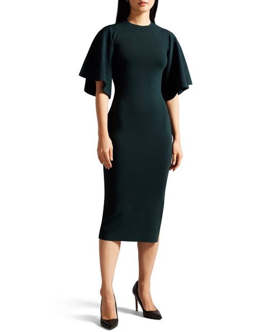 Ted Baker London Lounia Fluted Sleeve Body-Con Sweater Dress