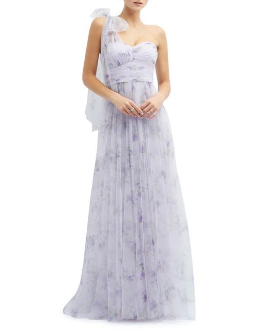 Dessy Collection Floral Tulle One-Shoulder Gown