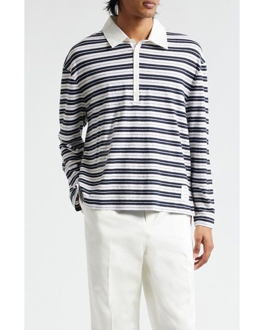 Thom Browne Stripe Rugby Fit Long Sleeve Polo