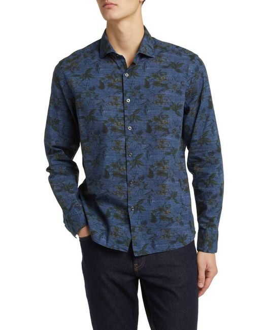 Robert Barakett Lexington Floral Print Denim Button-Up Shirt