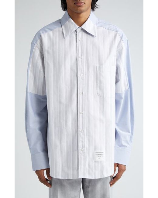 Thom Browne Oversize Paneled Cotton Button-Up Shirt