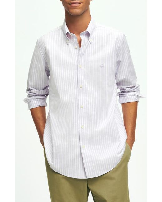 Brooks Brothers Regular Fit Stripe Stretch Button-Down Oxford Shirt