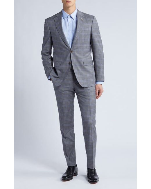 Ted Baker London Jay Slim Fit Windowpane Check Wool Suit