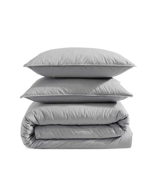 Calvin Klein Washed Percale Comforter Shams Set Grey Queen
