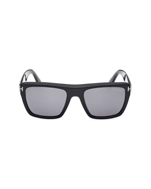 Tom Ford Alberto 55mm Polarized Square Sunglasses Shiny Smoke