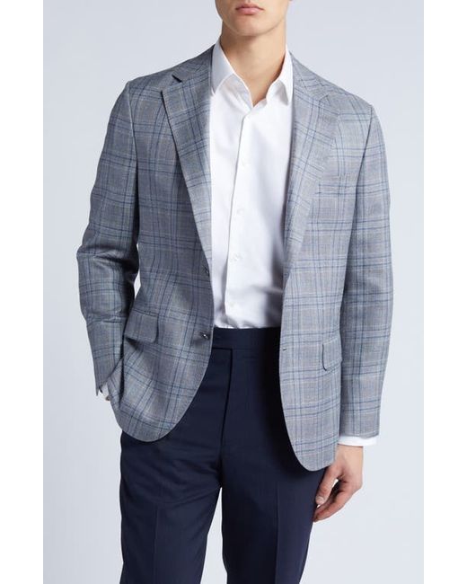 Peter Millar Tailored Fit Plaid Wool Silk Linen Blend Sport Coat