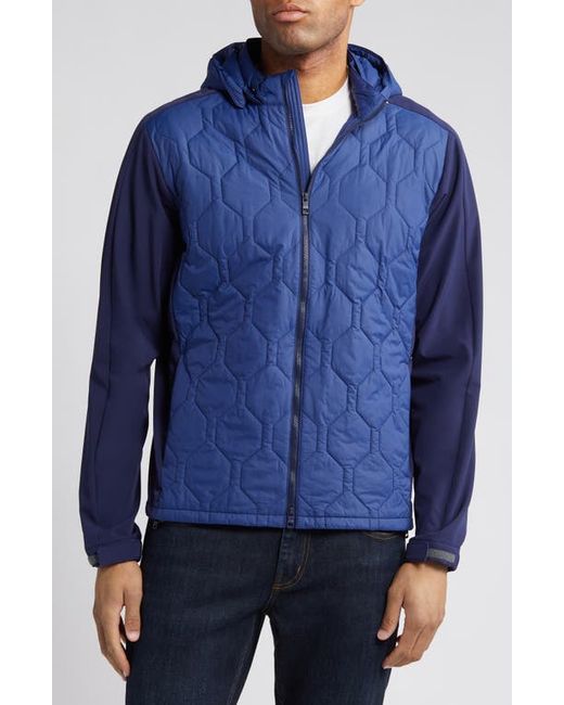 Peter Millar Rush Water Resistant Mixed Media Jacket with Removable Hood Sport Navy/Navy