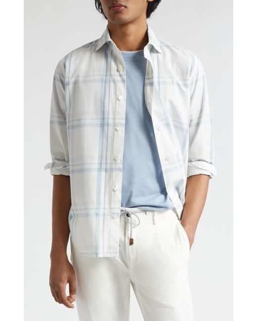 Eleventy Plaid Cotton Button-Up Shirt