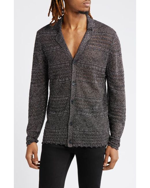 Asos Design Stripe Metallic Knit Button-Up Shirt