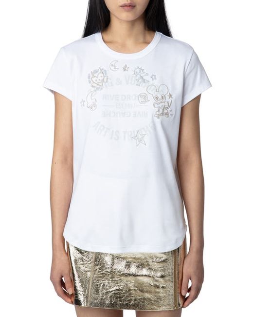 Zadig & Voltaire Woop Embroidered Cotton Graphic T-Shirt