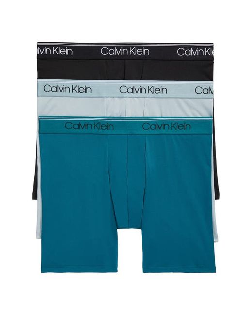 Calvin Klein 3-Pack Low Rise Microfiber Stretch Boxer Briefs Arona/Teal