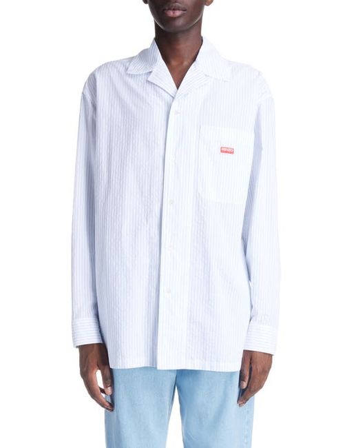 Kenzo Oversize Stripe Long Sleeve Camp Shirt