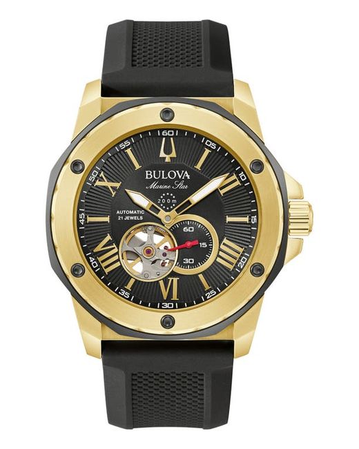 Bulova Marine Star Series A Silicone Strap Watch 44mm Gold-Tone