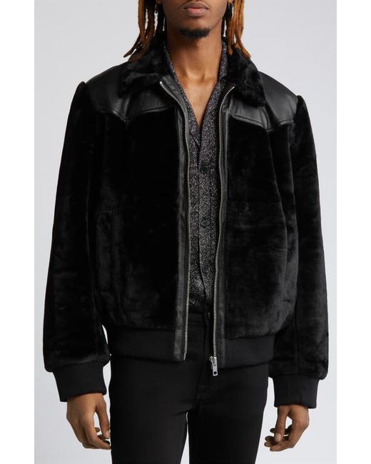 Asos Design Faux Fur Leather Harrington Jacket