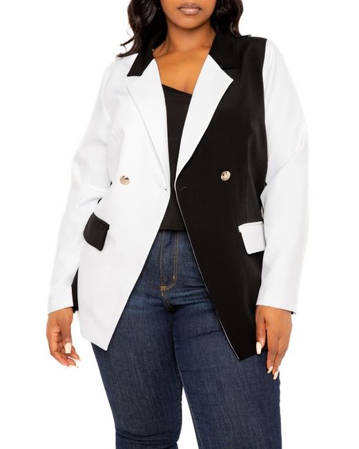 Buxom Couture Contrast Double Breasted Blazer