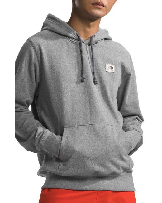 The North Face Heritage Patch Recycled Cotton Blend Hoodie Tnf Medium Grey Heather/White