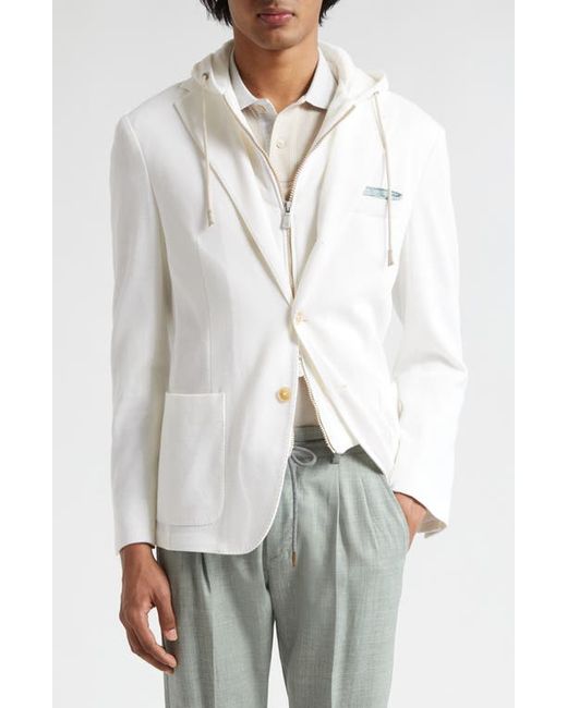 Eleventy Cotton Cashmere Sport Coat with Removable Hooded Bib