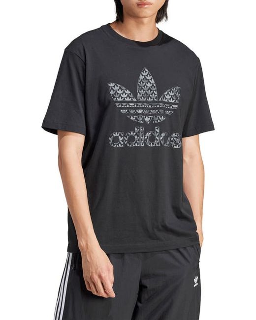 Adidas Originals Mono Trefoil Logo Graphic T-Shirt Black/Grey Five