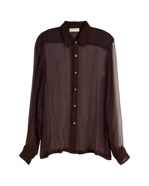 Dries Van Noten Congreve Crinkled Silk Chiffon Button-Up Shirt