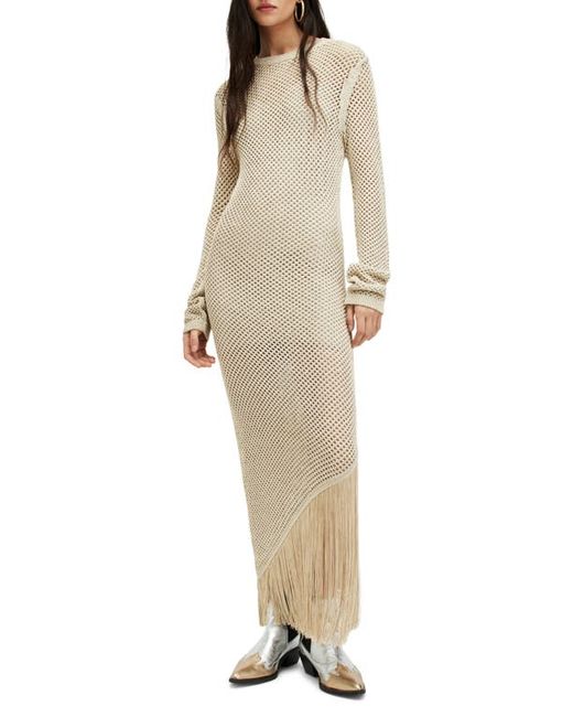 AllSaints Jesse Metallic Long Sleeve Cotton Blend Sweater Dress
