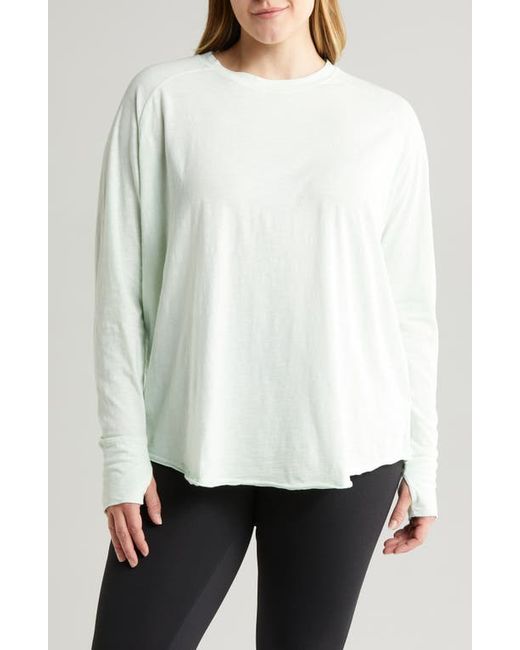 Zella Relaxed Washed Cotton Long Sleeve T-Shirt