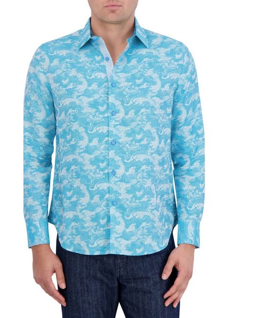 Robert Graham Poseidon Linen Cotton Jacquard Button-Up Shirt