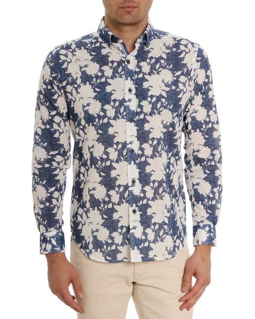 Robert Graham Dominus Tailored Fit Floral Cotton Button-Up Shirt White