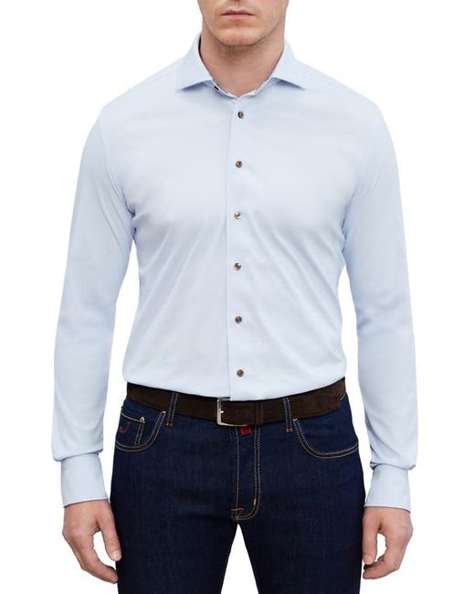 Emanuel Berg 4Flex Slim Fit Solid Knit Button-Up Shirt