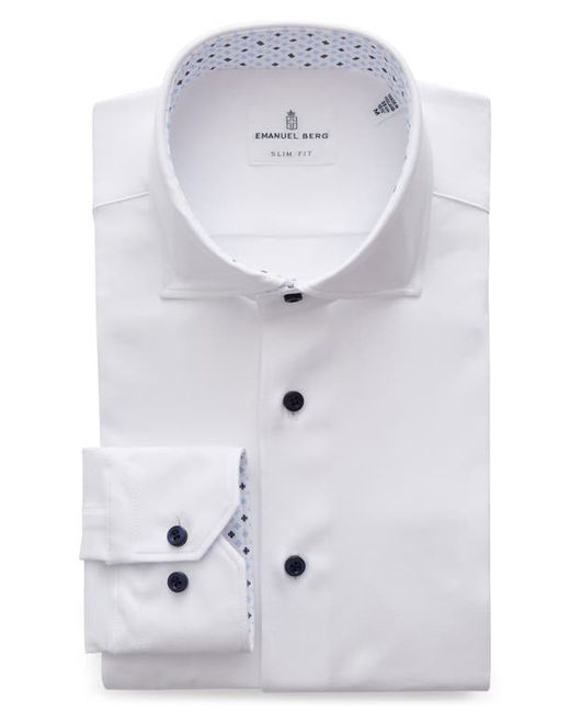 Emanuel Berg 4Flex Slim Fit Solid Knit Button-Up Shirt