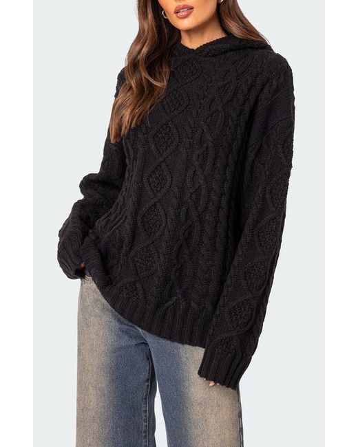 Edikted Oversize Cable Knit Hoodie