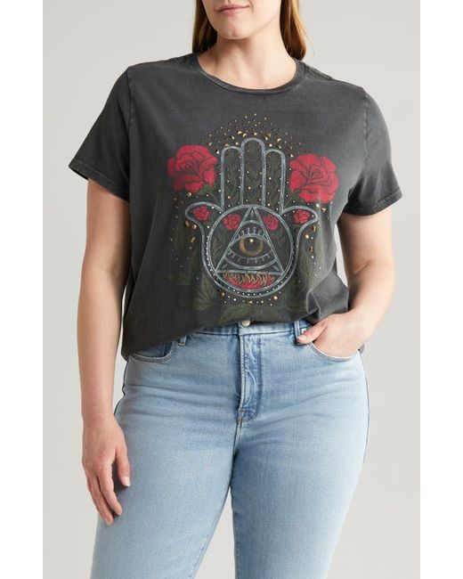 Lucky Brand Rose Hamsa Embellished Cotton Graphic T-Shirt
