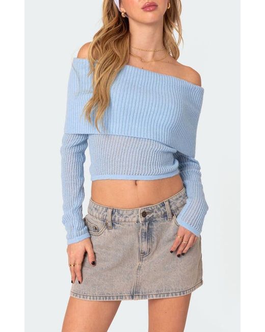 Edikted Lili Foldover Off the Shoulder Crop Sweater