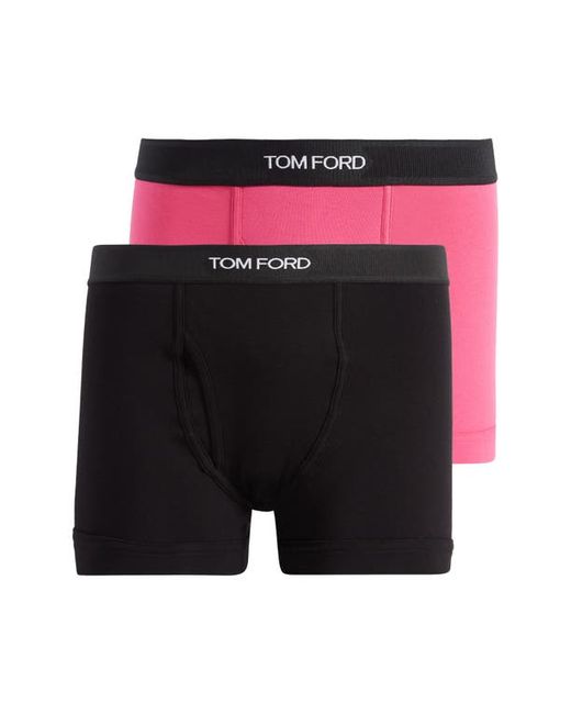 Tom Ford 2-Pack Cotton Jersey Boxer Briefs Black/Hot