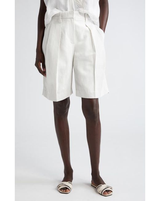 Brunello Cucinelli Pleated Cotton Linen Bermuda Shorts