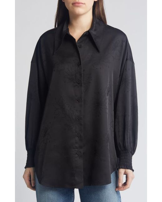 AllSaints Charli Floral Jacquard Long Sleeve Button-Up Shirt