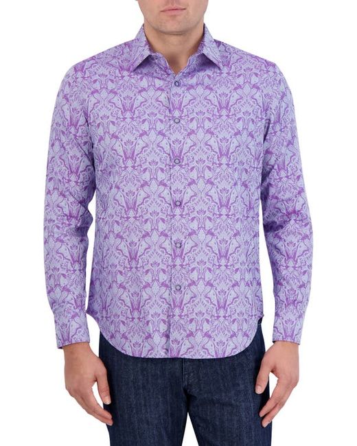 Robert Graham Highland Classic Fit Damask Print Cotton Button-Up Shirt