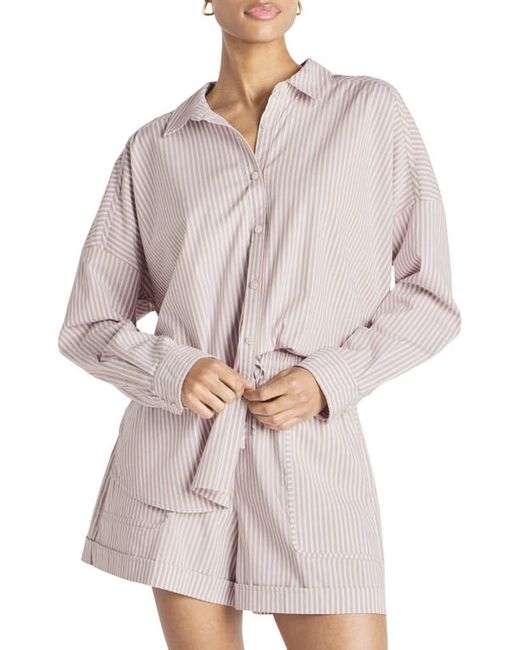 Splendid x Cella Jane Stripe Poplin Button-Up Shirt Camel