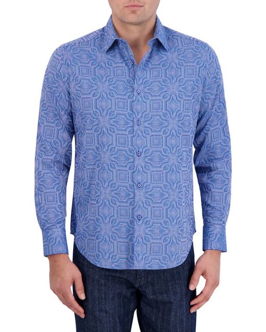 Robert Graham Voyage Geo Jacquard Stretch Cotton Button-Up Shirt