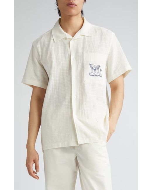 Palmes Martini Embroidered Cotton Camp Shirt