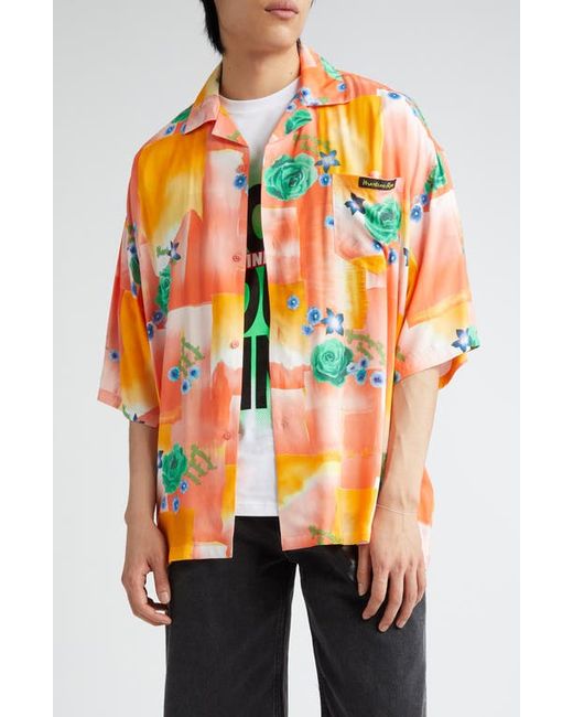 Martine Rose Gender Inclusive Patchwork Boxy Satin Button-Up Camp Shirt
