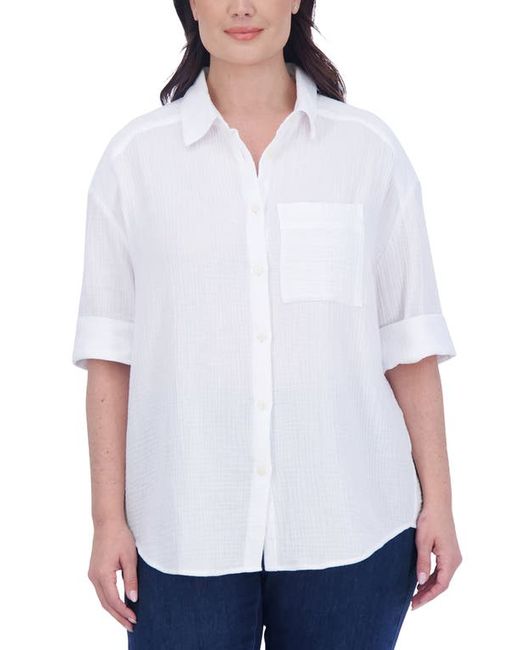 Foxcroft Joanna Cotton Gauze Button-Up Shirt